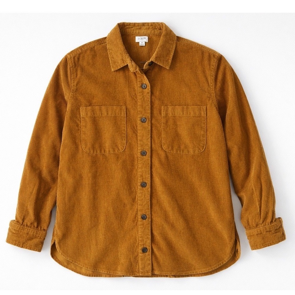 J.Crew‎ Women Brown Corduroy Button Down Shirt Jacket Shacket Small Caramel
